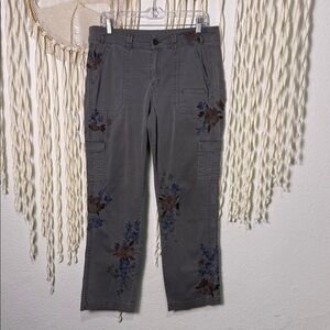 Sundance Gray Embroidered Cargo Pant Size 10
